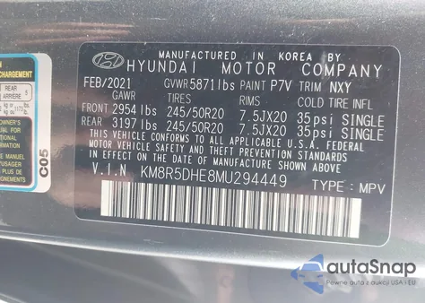 2021 Hyundai Palisade Limited from USA, damaged, VIN KM8R5DHE8MU294449